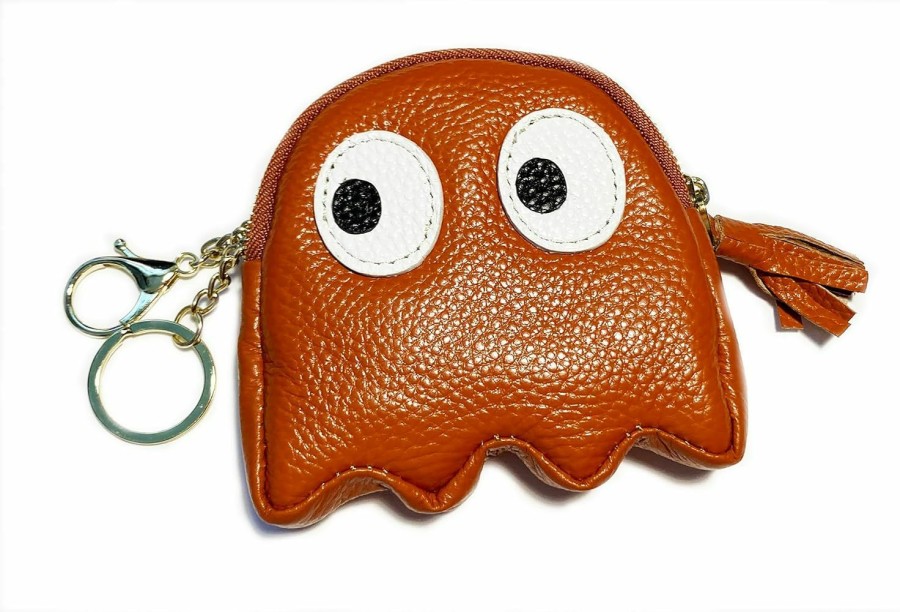 Mazeology Brown Big Eyes Pac-Man Octopus Design Leather Coin Purse | Coin Purses & Pouches