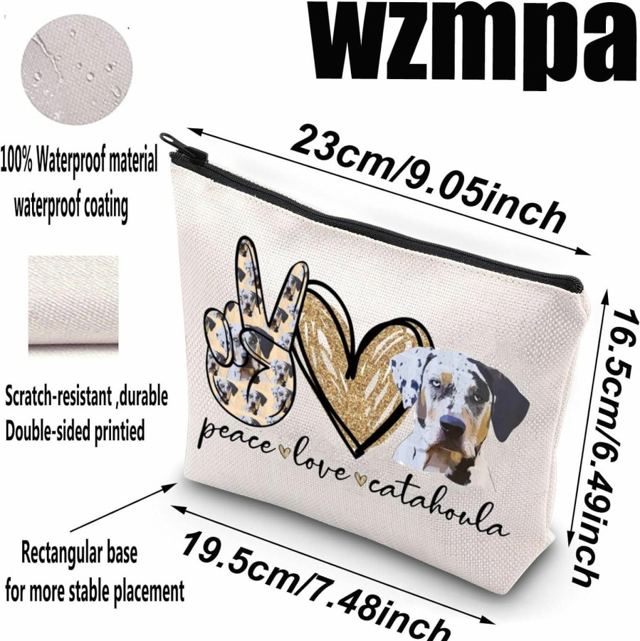 WZMPA Wzmpa Catahoula Leopard Dog Makeup Bag Catahoula Leopard Dog Mom Gifts Peace Love Catahoula Zipper Pouch For Women Girls (Peace Catahoula) | Coin Purses & Pouches