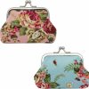 WisePoint Wisepoint Coin Purses 2Pcs, Canvas Mini Coin Pouch With Kiss Lock, Exquisite Coin Purse For Women And Girls With Flower Patterns, Change Pursecoin Wallet For Coin, Keys, Rings (Blue+Pink) | Coin Purses & Pouches