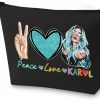 WZMPA Wzmpa Singer Inspired Cosmetic Bag Latin Singer Fans Gift Peace Love Singer Makeup Zipper Pouch Bag For Music Lover (Love Karol Bl) | Coin Purses & Pouches