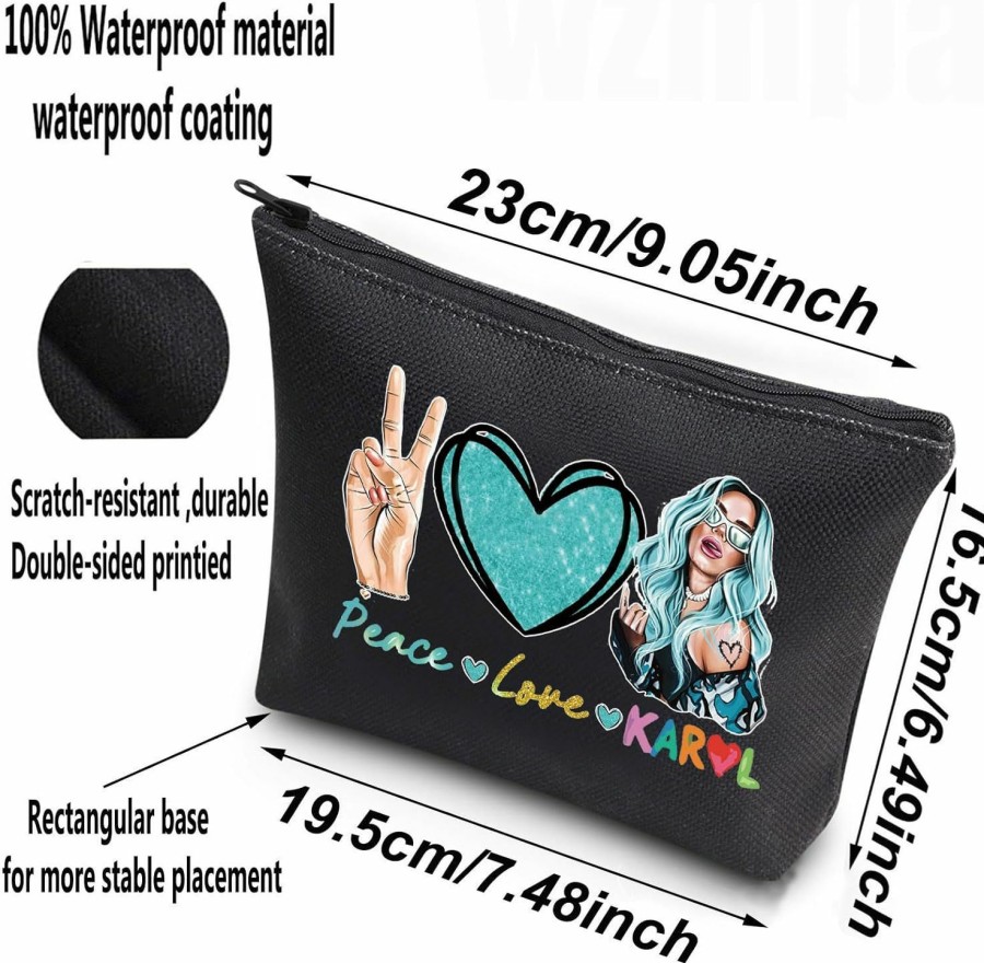 WZMPA Wzmpa Singer Inspired Cosmetic Bag Latin Singer Fans Gift Peace Love Singer Makeup Zipper Pouch Bag For Music Lover (Love Karol Bl) | Coin Purses & Pouches