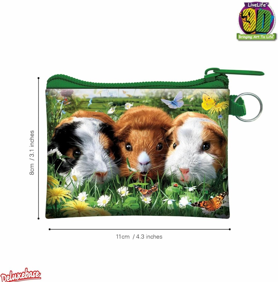 Deluxebase 3D Livelife Coin Purse - Guinea Pig From Deluxebase. Lenticular 3D Pet Purse. Cash, Coin And Card Holder With Secure Zipper Featuring Artwork Licensed From Renowned David Penfound | Coin Purses & Pouches