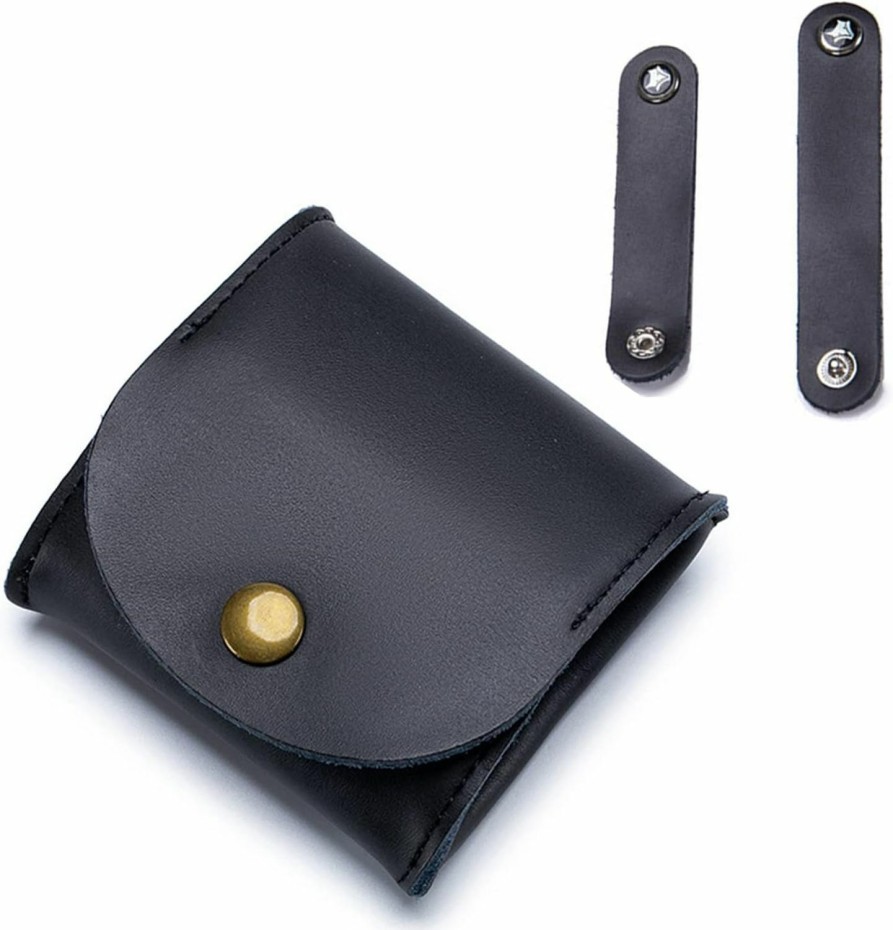 ZHSH Zhsh Small Genuine Leather Moon Pocket Squeeze Coin Purse With 2Pcs Earphone Storage Cable, Change Holder Bag, Cash Money Tray Pouch Wallet (A4) | Coin Purses & Pouches