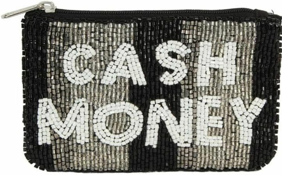 Generic Beaded Coin Pouch Beaded Cash Money With Silver Beaded Stripes By Nima Accessories | Coin Purses & Pouches