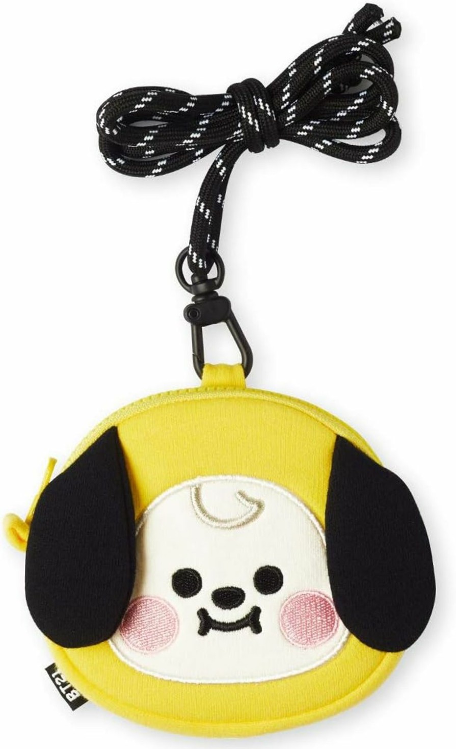 BT21 Bt21 Baby Series Chimmy Character Small Coin Purse Pouch Id Card Wallet With Lanyard, Yellow | Coin Purses & Pouches