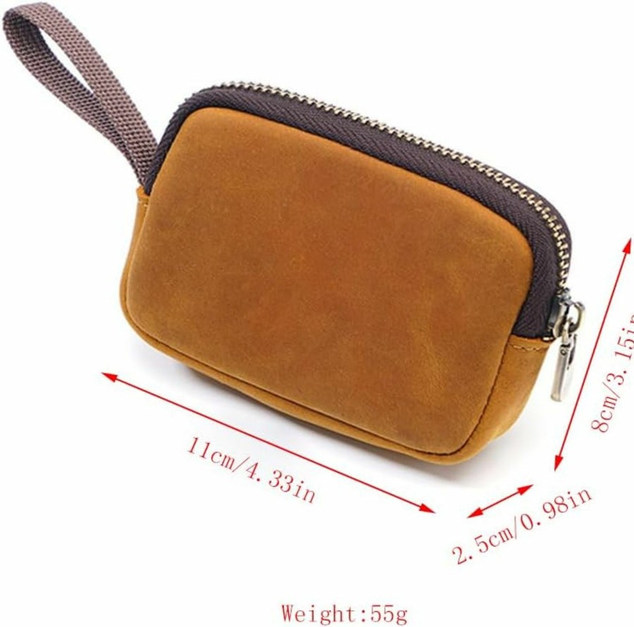 Yzikema Yzikema 1 Pcs Leather Zipper Coin Purse Rectangle Wallet, Coin Organizer, Change Holder,Card Case, Mini Leather Zipper Storage Bag For Men & Women | Coin Purses & Pouches