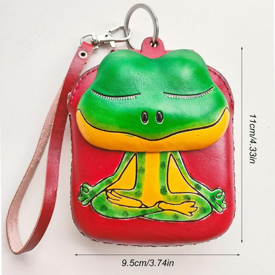 BDHRKTE Bdhrkte Genuine Leather Zipper Coin Purse Frog Coin Purse, Handbag, Wristlet Bag, Coin Manager, Coin Pouch,Purse Organizer,Purse Pets For Girls, Mini Leather Zipper Organize | Coin Purses & Pouches