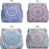 Oyachic Oyachic 4 Packs Mandala Coin Purse Leather Kiss Lock Card Holder Cosmetic Bag Clasp Retro Handbag Money Change Pouch | Coin Purses & Pouches