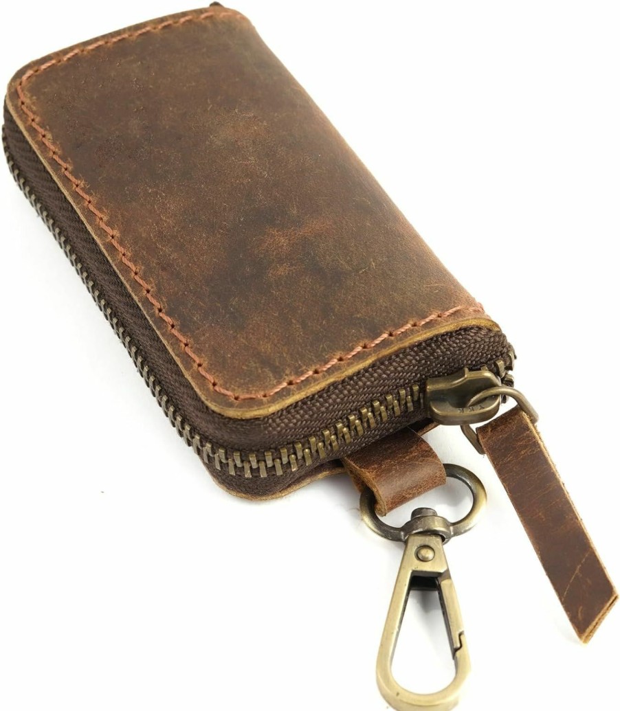 CestAntiQ Cestantiq, Car Key Holder Zippered & Coin Purse For Belt Loop Handmade From Full Grain Leather, Key Chain Money Purse Earphone Holder | Coin Purses & Pouches