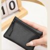 Generic Coin Purse Pebbled Zipper Solid Color Pu Soft Leather Women'S Coin Card Bag (Black) | Coin Purses & Pouches