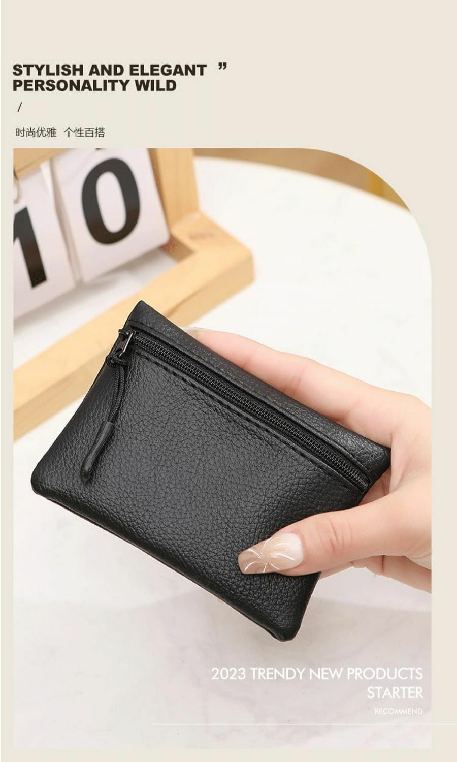 Generic Coin Purse Pebbled Zipper Solid Color Pu Soft Leather Women'S Coin Card Bag (Black) | Coin Purses & Pouches