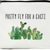 JIUWEIHU Jiuweihu Canvas Gifts, Cactus, Christmas Cactus, Succulent Plant Cactus Gifts For Women Girls Her Sister Friends Bff Besties-Pretty Fly For Cacti- Canvas Makeup Bag | Coin Purses & Pouches