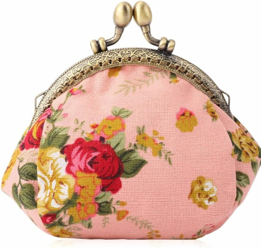 Oyachic Oyachic Printed Coin Purse Vintage Pouch Buckle Clutch Bags Kiss Lock Change Purse Floral Clasp Wallets For Women | Coin Purses & Pouches