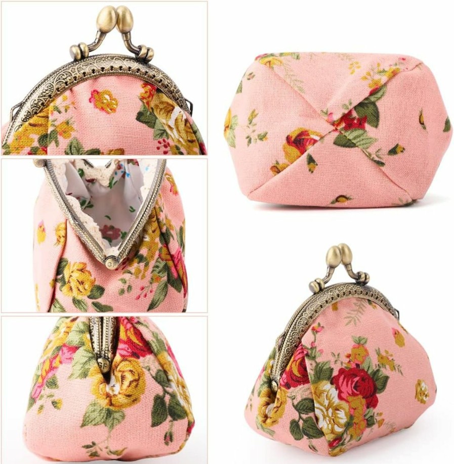 Oyachic Oyachic Printed Coin Purse Vintage Pouch Buckle Clutch Bags Kiss Lock Change Purse Floral Clasp Wallets For Women | Coin Purses & Pouches