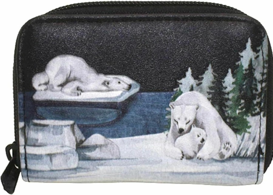 Shag Wear Shag Wear Polar Bear Animal Design Coin Purse For Women Vegan Faux Leather Black | Coin Purses & Pouches