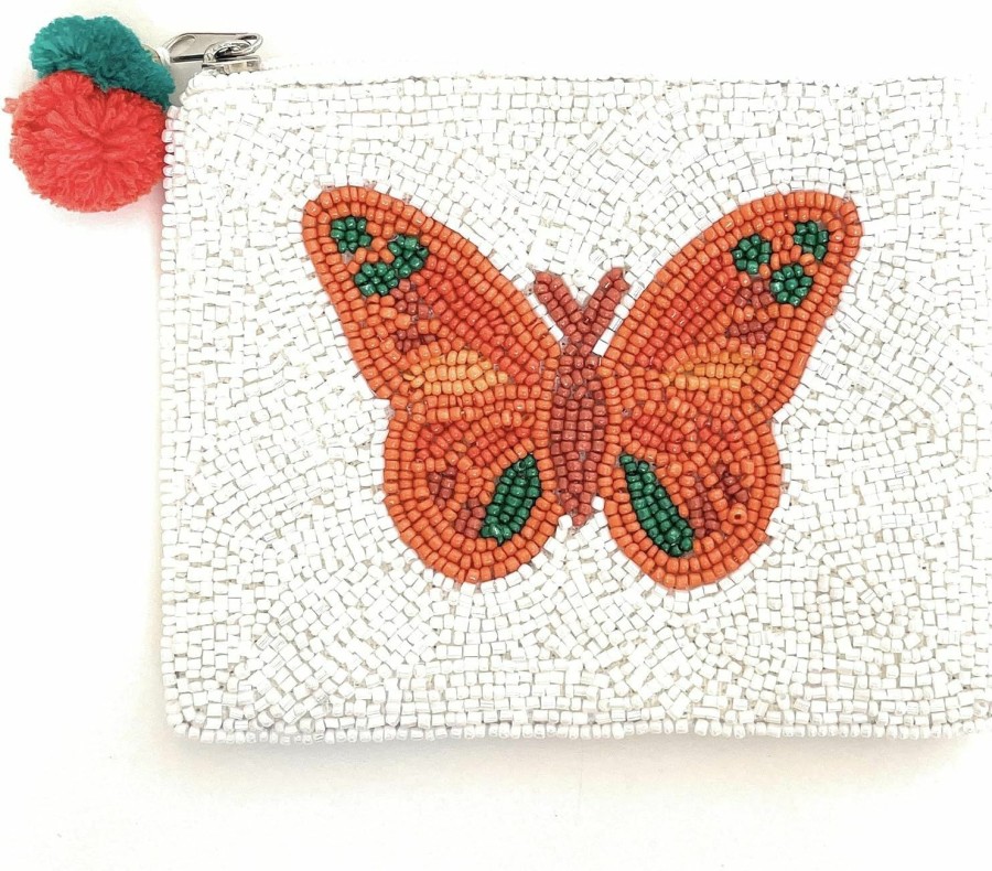 Generic Butterfly Coin Purse Pouch, Coin Purse Pouch, Beaded Coin Purse, Cute Coin Purse, Beaded Purse, Butterfly Coin Purse, Best Friend Gift, Beaded Pouches, Boho Bags, Wallets For Her, Orange Butterfly | Coin Purses & Pouches