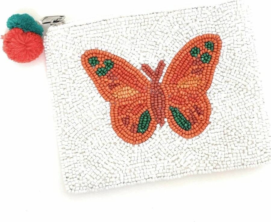 Generic Butterfly Coin Purse Pouch, Coin Purse Pouch, Beaded Coin Purse, Cute Coin Purse, Beaded Purse, Butterfly Coin Purse, Best Friend Gift, Beaded Pouches, Boho Bags, Wallets For Her, Orange Butterfly | Coin Purses & Pouches