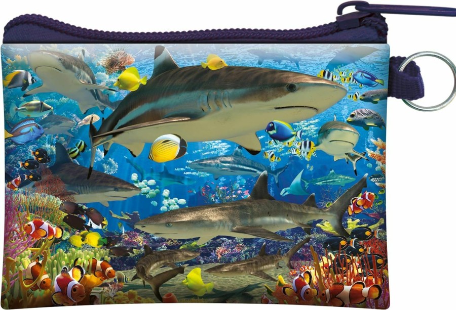 Deluxebase 3D Livelife Coin Purse - Shark Reef From Deluxebase. Lenticular 3D Ocean Purse. Cash, Coin And Card Holder With Secure Zipper Featuring Artwork Licensed From Renowned David Penfound | Coin Purses & Pouches