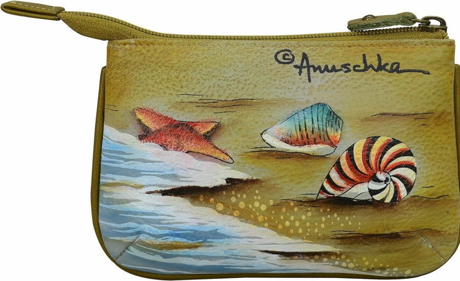 Anuschka Anuschka Women'S Hand-Painted Genuine Leather Medium Zip Pouch - Coin And Key Pouch - Zippered, 2 Key Fobs | Coin Purses & Pouches