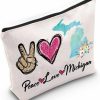 WZMPA Wzmpa Michigan Lover Cosmetic Makeup Bag Michigan Vacation Gifts Peace Love Michigan Zipper Pouch Bag For Women Girls (Peace Michigan) | Coin Purses & Pouches