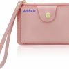 AfitLulu Afitlulu Coin Purse For Women, Cute Pu Leather Card Wallet With Strap, 6 Card Slots, 1 Zippered Pocket, Slim Coin Purse Or Women (Pink) | Coin Purses & Pouches