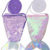 starte Starte Pack Of 2 Mermaid Tail Purse For Girls Women'S Coin Purse Pouches Mini Shoulder Bag For Little Girls(Purple+Pink) | Coin Purses & Pouches