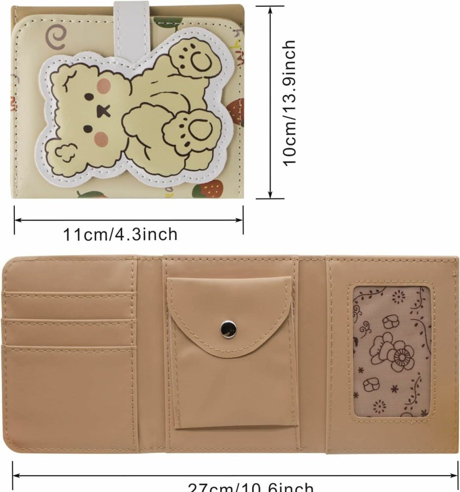 WisePoint Wisepoint Leather Wallet, Pu Card Holder Purse With Detachable Coin Pocket, Trifold Small Purse Coin Purse With Little Bear-Shape Snap, Multi-Card Ladies Wallet For Card, Cash, Coin, Photo (Purple) | Coin Purses & Pouches