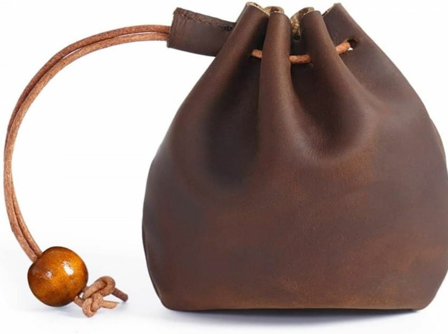 DONGKER Dongker Vintage Purse, Leather Drawstring Bag Money Coin Pouch For Man Women Mall Items Id Bank Card | Coin Purses & Pouches