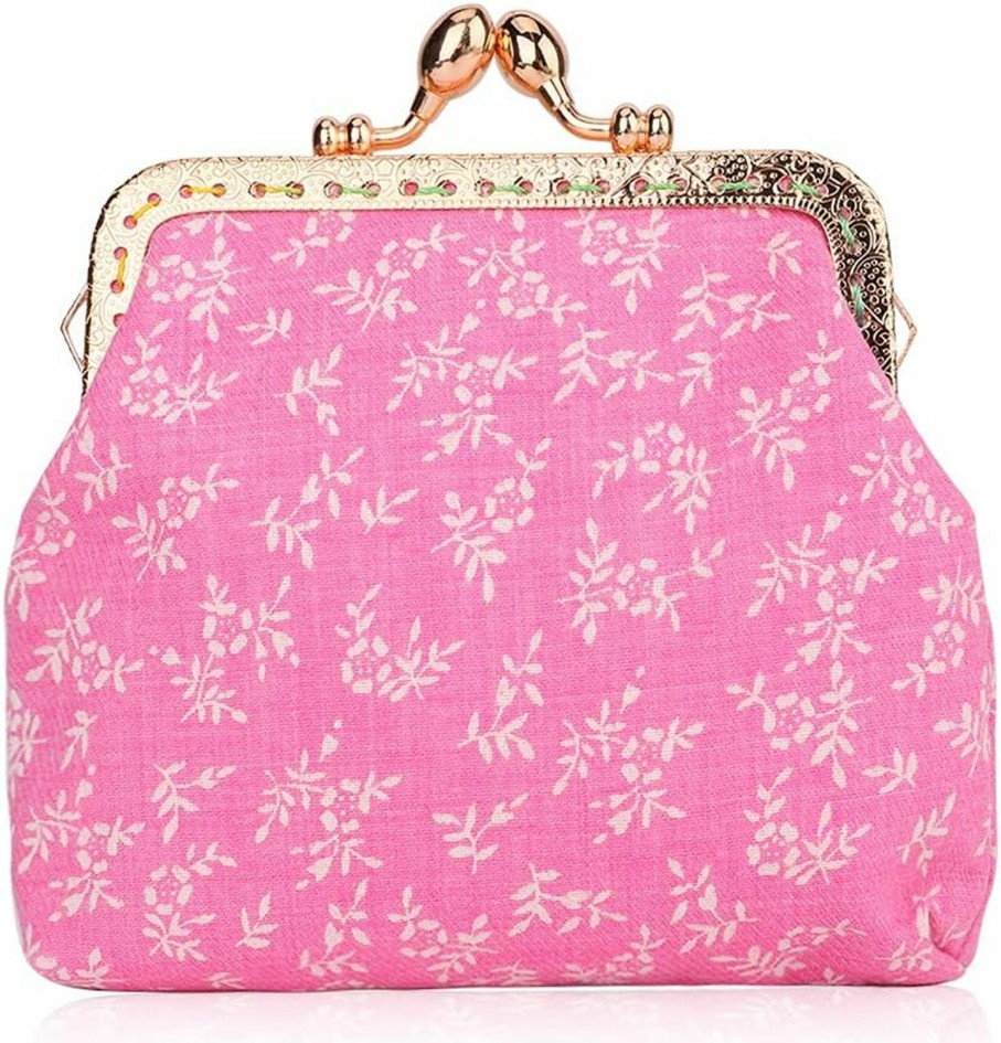 Oyachic Oyachic Printed Coin Purse Vintage Kiss Lock Buckle Pouch Floral Clasp Closure Change Wallet For Women Girls | Coin Purses & Pouches