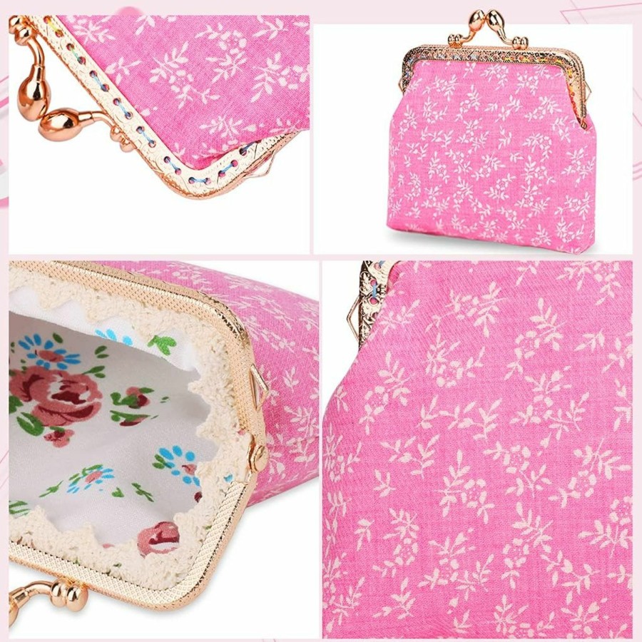 Oyachic Oyachic Printed Coin Purse Vintage Kiss Lock Buckle Pouch Floral Clasp Closure Change Wallet For Women Girls | Coin Purses & Pouches