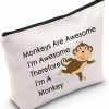 LEVLO Levlo Funny Monkeys Lover Gifts Monkeys Are Awesome I'M Awesome Therefore I'M A Monkey Makeup Bags Monkeys Women Bags (Therefore I'M A Monkey) | Coin Purses & Pouches