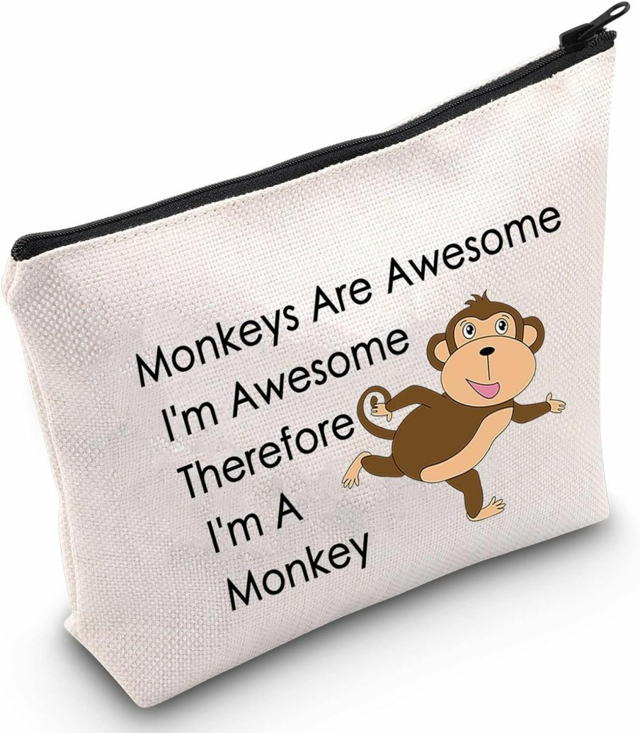 LEVLO Levlo Funny Monkeys Lover Gifts Monkeys Are Awesome I'M Awesome Therefore I'M A Monkey Makeup Bags Monkeys Women Bags (Therefore I'M A Monkey) | Coin Purses & Pouches