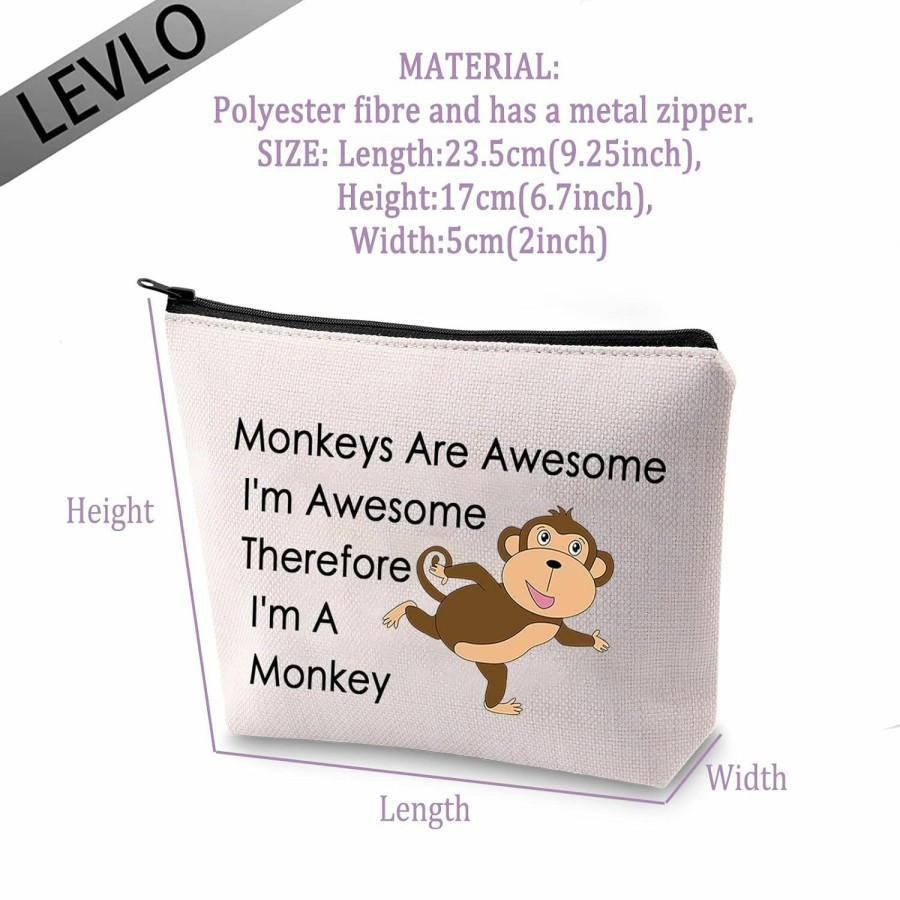 LEVLO Levlo Funny Monkeys Lover Gifts Monkeys Are Awesome I'M Awesome Therefore I'M A Monkey Makeup Bags Monkeys Women Bags (Therefore I'M A Monkey) | Coin Purses & Pouches