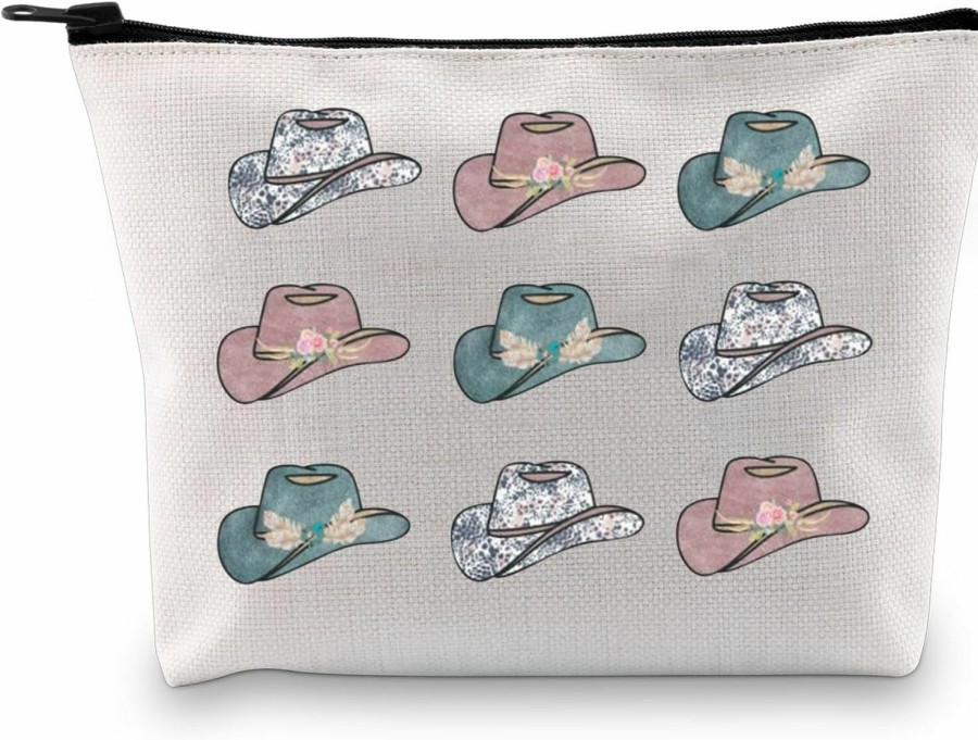 VAMSII Vamsii Western Cowgirl Makeup Bag Cowboy Hat Zipper Pouch Disco Bachelorette Kits Bag (Cowgirl Hats Makeup Bag) | Coin Purses & Pouches