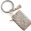 Cynure Women Pu Leather Coin Purse Zipper Pouch Change Wallet With Bracelet Keychain Key Chain Ring, Brown Leopard | Coin Purses & Pouches