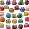 Vafon Chinese Silk Brocade Embroidered Drawstring Jewelry Pouch Bag Colors Value Set 34 Pcs | Coin Purses & Pouches