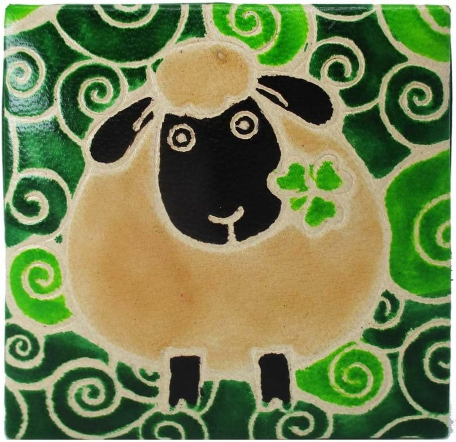 Royal Tara Royal Tara Sheep Square Leather Purse St. Patrick'S Day Irish Thematic Shamrock Celtic Hand-Painted Money And Coin Pocket 2.7'' | Coin Purses & Pouches