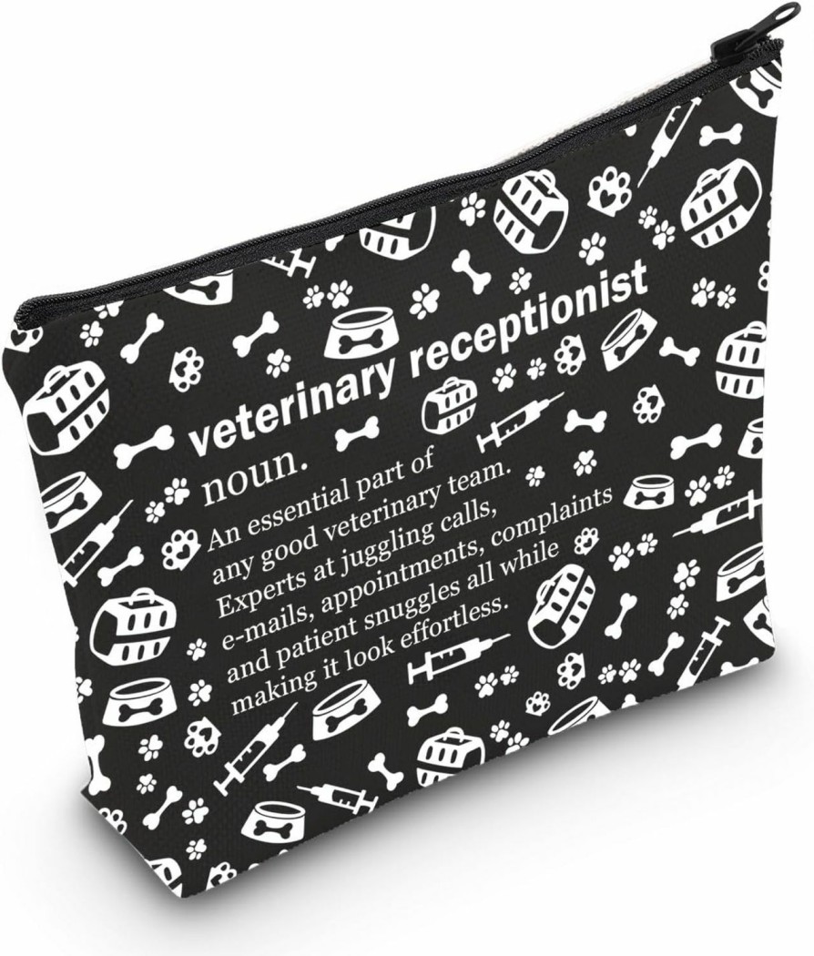 POFULL Pofull Veterinary Gift Vet Receptionist Definition Cosmetic Bag Vet Clinic Gift (Black Veterinary Receptionist Bag) | Coin Purses & Pouches