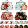 SilTriangle Siltriangle 16 Pcs Small Canvas Floral Buckle Coin Purses Vintage Small Kiss Lock Change Purse Rose Flower Vintage Coin Purse Wallet For Women Girl Babyshower Party Favors Gift | Coin Purses & Pouches