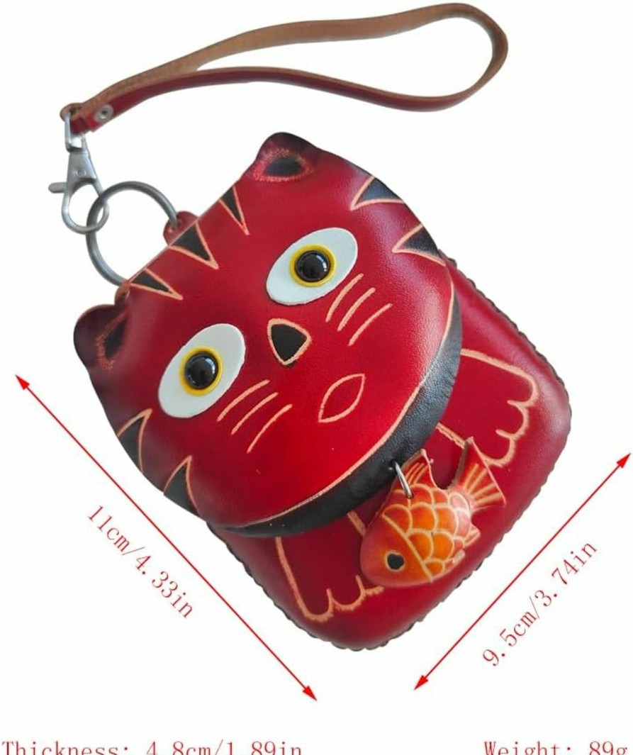 Yzikema Yzikema 1 Pcs Leather Zipper Coin Purse Cat Shaped Wallet, Wrist Bag,Hand Bag,Coin Organizer, Change Holder,Card Case, Mini Leather Zipper Storage Bag For Women | Coin Purses & Pouches