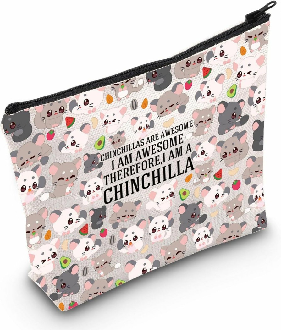 WZMPA Wzmpa Chinchilla Cosmetic Bag Chinchilla Lover Gift Chinchillas Are Awesome I Am Awesome Therefore I Am A Chinchilla Makeup Zipper Pouch Bag Chinchilla Owner Gift (Chinchilla) | Coin Purses & Pouches