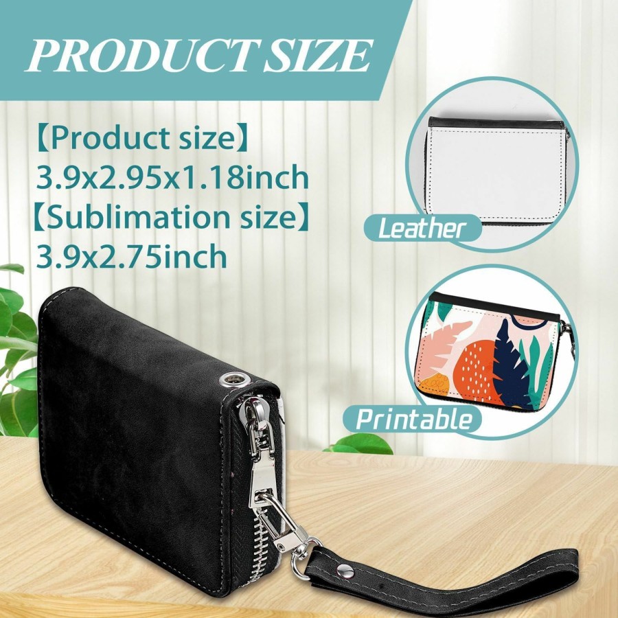 Zeloyaut Zeloyaut 2 Pack Sublimation Blank Wallet For Women,Black Leather Coin Purse,Zipper Change Bag, Jewelry Pouch,Personalized Heat Press,High Temperature Resistance And Durability,3.9In*2.95In*1.18In | Coin Purses & Pouches