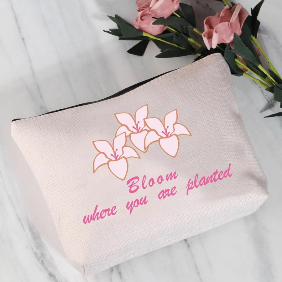 JYTAPP Jytapp Bloom Where You Are Planted Princess Inspired Mulan Quote Makeup Bag Mu Lan Fans Motivational Gift | Coin Purses & Pouches