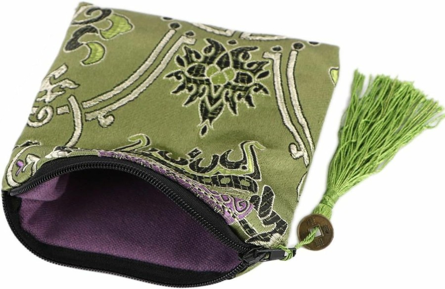 kilofly Kilofly 12 Pc Silk Brocade Tasseled Coin Purse Zipper Jewelry Bag Gift Pouch Set | Coin Purses & Pouches