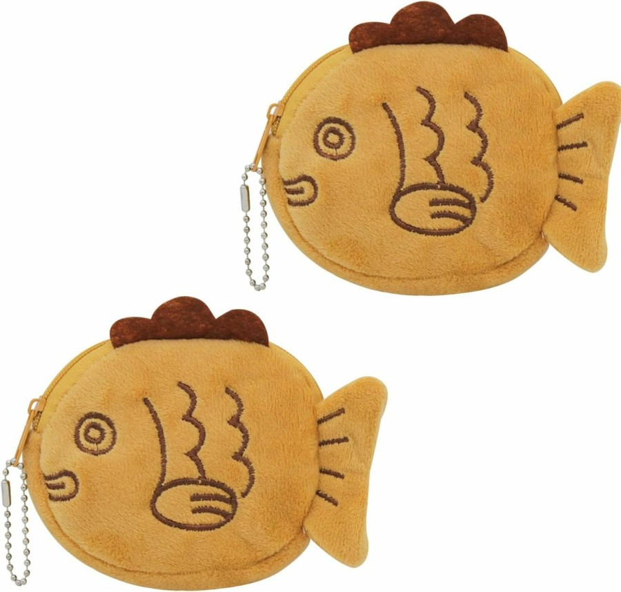 WisePoint Wisepoint Fish-Shape Coin Purse, 2Pcs Plush Change Purse Cute Coin Holder For Women, Portable Coin Pouch With Keychain For Shopping, Traveling, Dating, Walking (Yellow) | Coin Purses & Pouches