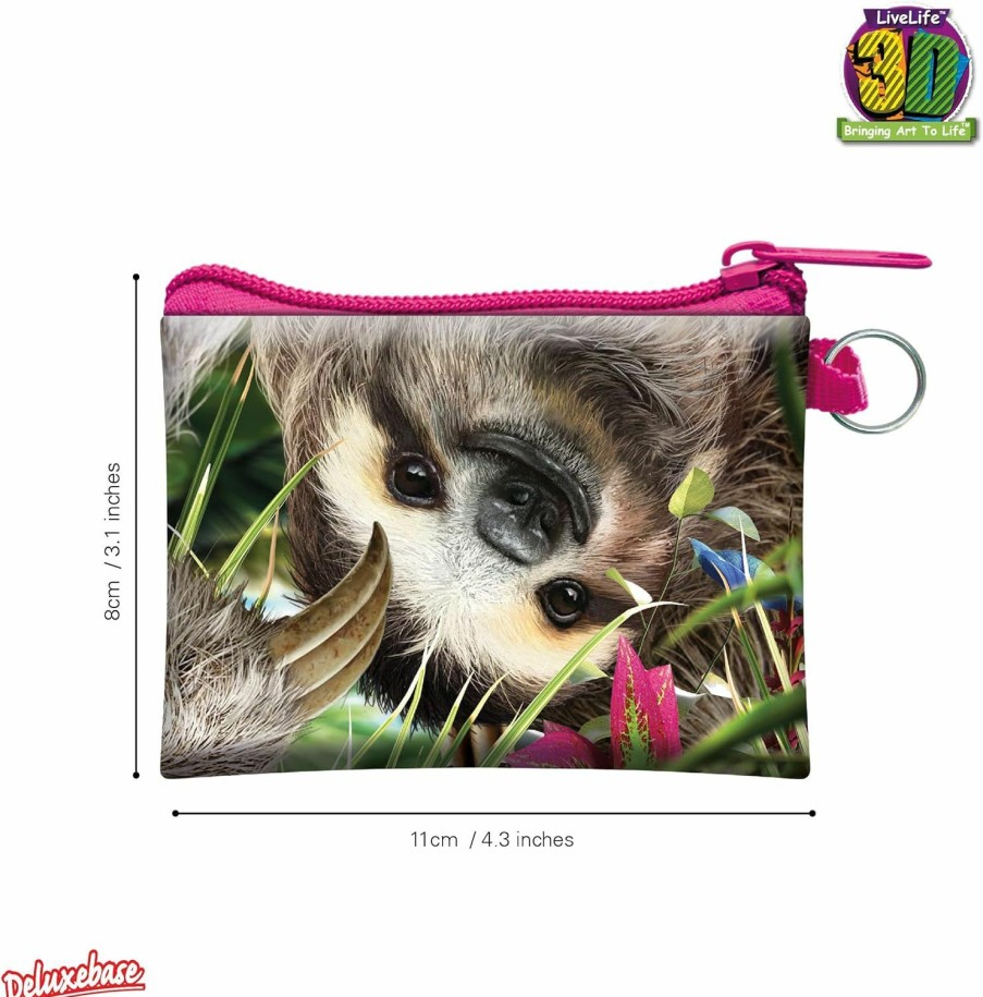 Deluxebase 3D Livelife Coin Purse - Hangin' Around From Deluxebase. Lenticular 3D Sloth Purse. Cash, Coin And Card Holder With Secure Zipper Featuring Artwork Licensed From Renowned David Penfound | Coin Purses & Pouches