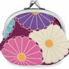 NOREN Noren Floral Buckle Coin Purses (Kiss Lock Small Makeup Bag Oval/Retro Flower Kimono Cloth - Purple) / Made In Japan Change Purse Wallets | Coin Purses & Pouches