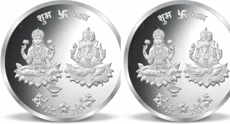 Generic Luxmi Ganesh Ji Coin Diwali Deepawali Dhanteras Silver Coin 10 Gm Pure 999 Set Of 2 Risc020220221 Risc001221 | Coin Purses & Pouches