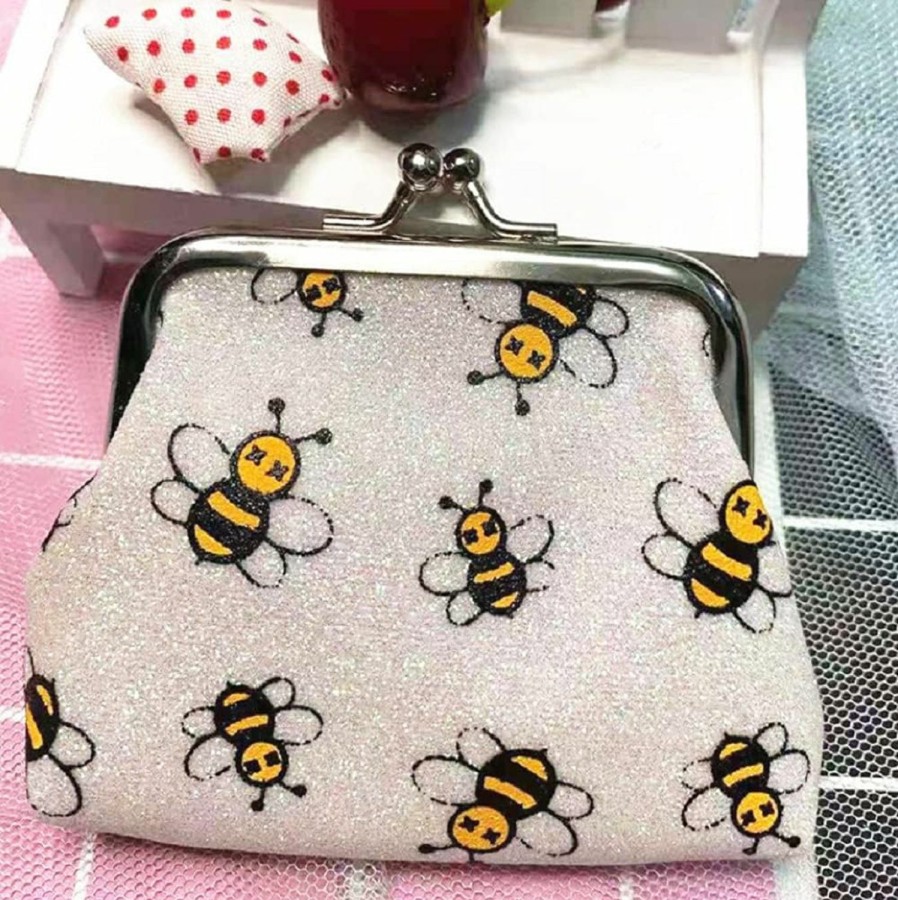 Adam Victor Adam Victor Bees Pattern Coin Purse- Mini Clasp Pouch Key Bags Money Bag/Wallet, Perfect Gifts For Girls Kids Purses Wallets Party Favors | Coin Purses & Pouches