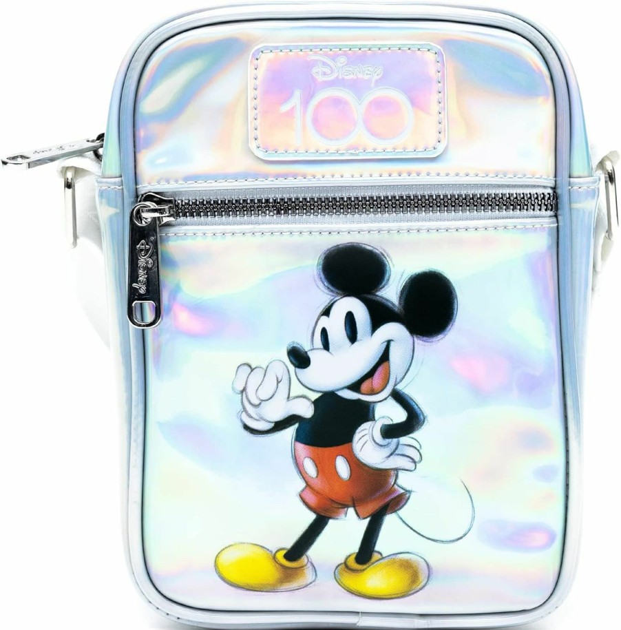 Buckle-Down Disney Bag And Wallet Combo, Disney 100 Mickey Mouse Pose Iridescent Holographic, Vegan Leather | Coin Purses & Pouches